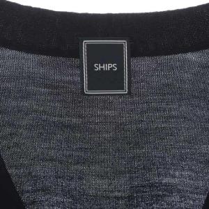 SHIPS ハンドフレーム 16ゲージ ニット カーディガン 長袖 Vネック XL 紺 ネイビー