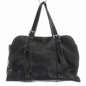トートバッグ ハンド レザー ロゴ ブラック