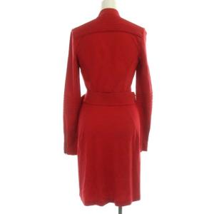 DIANE von FURSTENBERG ウール ラップデザインワンピース ひざ丈 長袖 2 赤 レッド