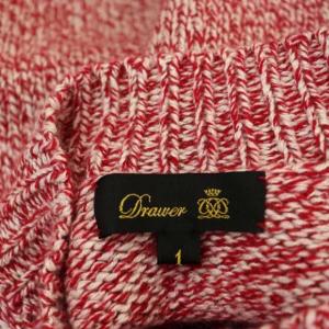 Drawer ビッグ プルオーバーニット セーター 長袖 1 赤 白 レッド ホワイト