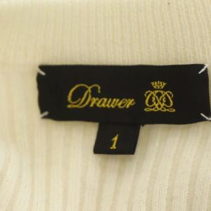 Drawer リブVネックプルオーバー ニット セーター 長袖 カシミヤ混 1 白 ホワイト