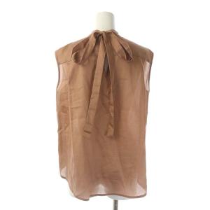 Drawer 21SS コットンバックリボンフリルブラウス シャツ プルオーバー ノースリーブ 36 ライトブラウン