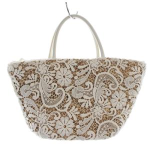Leilian トートバッグ ハンドバッグ レース使い カゴバッグ 白 ホワイト べージュ