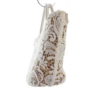 Leilian トートバッグ ハンドバッグ レース使い カゴバッグ 白 ホワイト べージュ