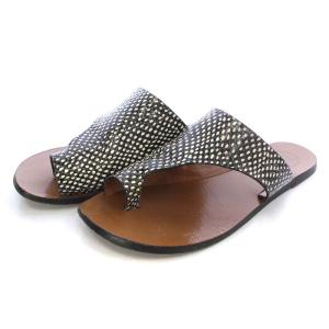 エーティーピーアトリエ ATP ATELIER フラットサンダル パイソン柄 レザー 36 23cm 黒 ブラック