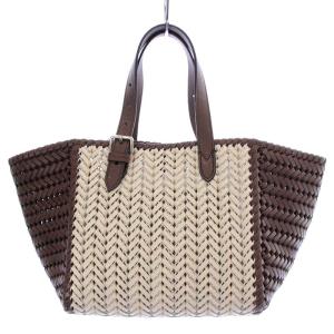 ANYA HINDMARCH Neeson Small Square Tote トートバッグ 編み込み レザー バイカラー