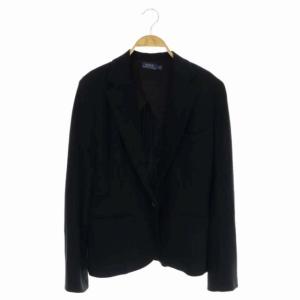 ロゴボタン コットン 1Bテーラードジャケット 背抜き 6 黒 ブラック