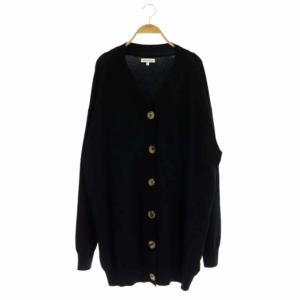 ニット BIGカーディガン 長袖 Vネック 0 黒 ブラック