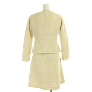 EPOCA セットアップ 上下 ツイード ノーカラージャケット × ワンピース ひざ丈 ノースリーブ ベルト付き 38 アイボリー