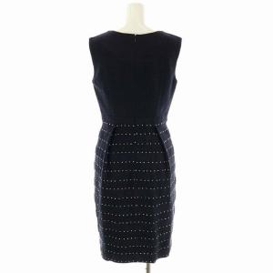 Diagram GRACE CONTINENTAL ドットボーダーJQOP ワンピース 膝丈 ノースリーブ 36 紺 白 ホワイト ネイビー