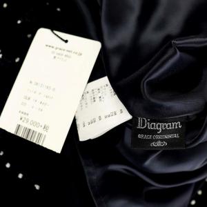 Diagram GRACE CONTINENTAL ドットボーダーJQOP ワンピース 膝丈 ノースリーブ 36 紺 白 ホワイト ネイビー