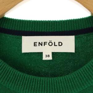 ENFOLD Cash Touch Box Pull-Over ニット セーター 長袖 プルオーバー クルーネック 38 緑 グリーン
