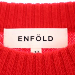 ENFOLD 20SS ウール クルーネック ニット セーター 長袖 バックテール 38 赤 レッド