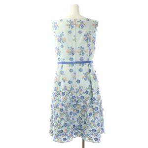 TOCCA ゴールドレーベル ワンピース ノースリーブ ロング 花刺繍 タック 4 ライトブルー マルチカラー