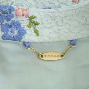 TOCCA ゴールドレーベル ワンピース ノースリーブ ロング 花刺繍 タック 4 ライトブルー マルチカラー