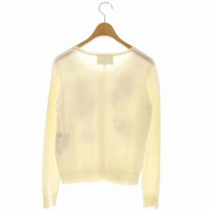 Chesty 花刺繍カーディガン ニット 長袖 クルーネック ビジュー 花モチーフ ウール混 F アイボリー マルチカラー