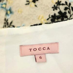TOCCA GARBERA ERUBIZE ドレス ワンピース ロング フレア タック ノースリーブ Vネック 花刺繍 総柄 6 イエローベージュ