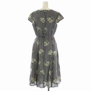 TOCCA 21SS MUGET ワンピース ギンガムチェック 花柄刺繍 4 ネイビー