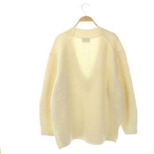 UNITED ARROWS アゼディープVネックニット セーター 長袖 プルオーバー リブ ウール アイボリー