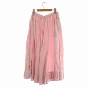 nest Robe リネンギャザーロングスカート フレア F ピンク
