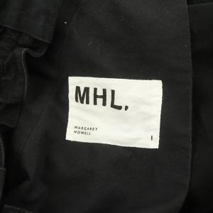 MHL. 20SS COTTON LINEN PLAIN WEAVE ワイドパンツ ボタンフライ タック イージー 1 黒 ブラック