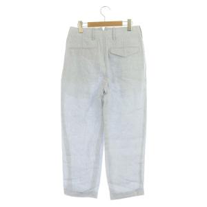 MARGARET HOWELL グレンチェック リネンパンツ テーパード ボタンフライ タック 1 青 ブルー