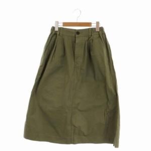 20SS WASHED COTTON LINEN 台形スカート タック ロング リネン混 1 カーキ