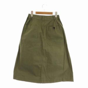 MHL. 20SS WASHED COTTON LINEN 台形スカート タック ロング リネン混 1 カーキ