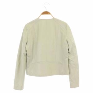 ANAYI レザージャケット シープスキン ノーカラー ジップアップ 38 ミントグリーン