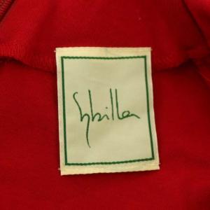 SYBILLA Vネックストレッチフレアワンピース ロング 五分袖 M 赤 レッド