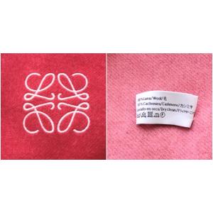 LOEWE マフラー アナグラム刺繍 カシミヤ混 フリンジ レッド