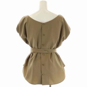 ADORE 21AW ファンクションウールブラウス フレンチスリーブ Vネック バックボタン 38 カーキ