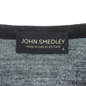 JOHN SMEDLEY ウールシルク混Vネックニット カットソー 長袖 プルオーバー S 黒 ブラック
