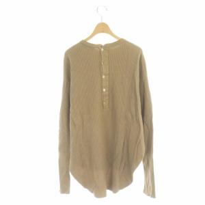 AMERICANA カットソー 長袖 プルオーバー バックヘンリー サーマル コットン ワッフル クルーネック ベージュ