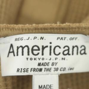AMERICANA カットソー 長袖 プルオーバー バックヘンリー サーマル コットン ワッフル クルーネック ベージュ