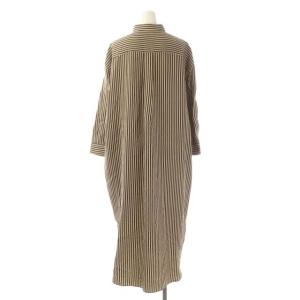 Spick&Span ストライプ オーバーシャツ ワンピース ロング 長袖 ベージュ ダークブラウン