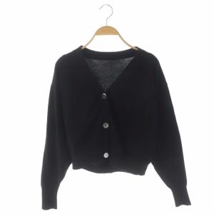 22SS コットンショート丈カーディガン ニット 長袖 Vネック 黒 ブラック