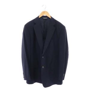 モヘア混 2B テーラードジャケット メタルボタン 背抜き 44REG 紺 ネイビー