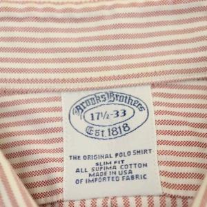 Brooks Brothers USA製 ストライプ BD シャツ ボタンダウン 長袖 胸ポケット 赤 レッド 白 ホワイト