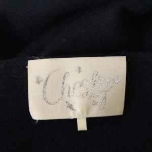 Chesty 19AW フラワーカシュクールニットワンピース 膝丈 フレア 長袖 ビジュー パール スパンコール ウール混 0 紺 ネイビー