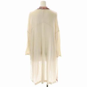 GRACE CONTINENTAL スカーフプリントロングカーディガン ニット 切替 長袖 36 ベーシュ ピンク