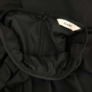 CLANE 22SS PUFF MINI ONE PIECE ワンピース ミニ フレア 七分袖 クルーネック ギャザー 1 黒 ブラック