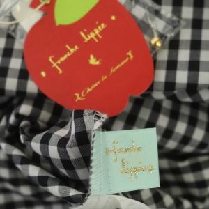 franche lippée ギンガムチェック ワンピース ロング 七分袖 八分袖 前開き ドロスト M 黒 白 ブラック ホワイト