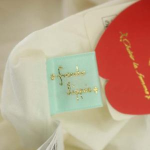 franche lippée ちくちくガーデニング ロングスカート ギャザーフレア 刺繍 ボタニカル柄 リネン混 M ホワイト マルチカラー