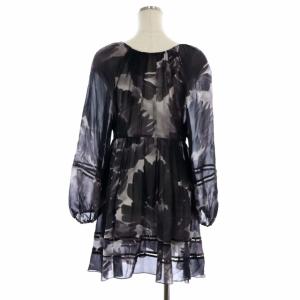 ADORE チュニックブラウス 長袖 プルオーバー 総柄 ギャザー フレア 38 ダークパープル