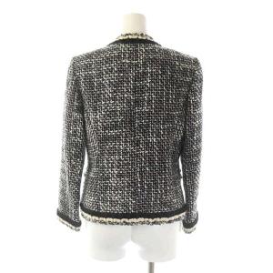 René スーツ セットアップ 上下 ツイード ノーカラージャケット 総裏地 リボン 台形スカート 膝丈 フラワーモチーフ 34 36