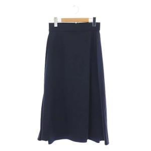 22AW ドライポンチビックタックカットソースカート フレアスカート ロング サテン 切替 36 紺 ネイビー