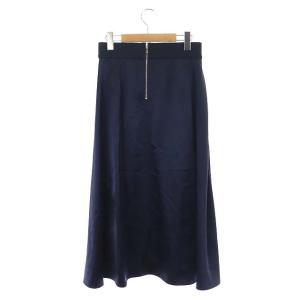 ADORE 22AW ドライポンチビックタックカットソースカート フレアスカート ロング サテン 切替 36 紺 ネイビー
