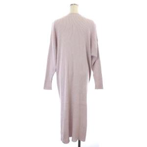ADORE 21AW リラックスリブニットワンピース ロング 長袖 サイドスリット 38 ラベンダーピンク