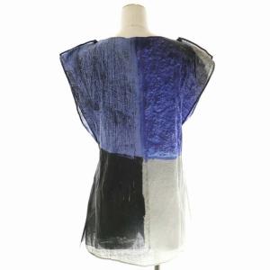 agnes b. ノースリーブブラウス ボートネック プルオーバー 総柄 TU マルチカラー